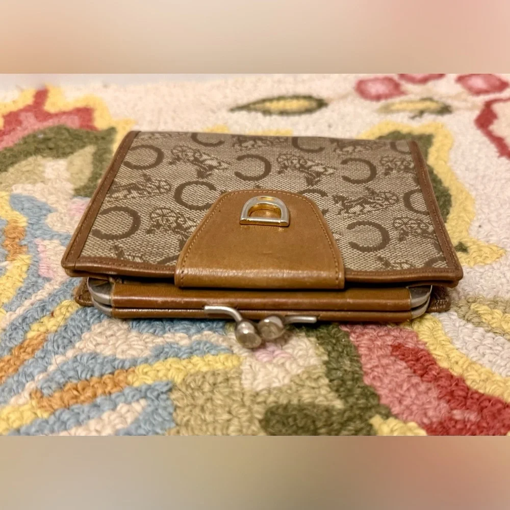 CELINE Unisex Vintage Classic Horse Carriage & Macadam Brown PVC Kiss Lock - Picture 7 of 16